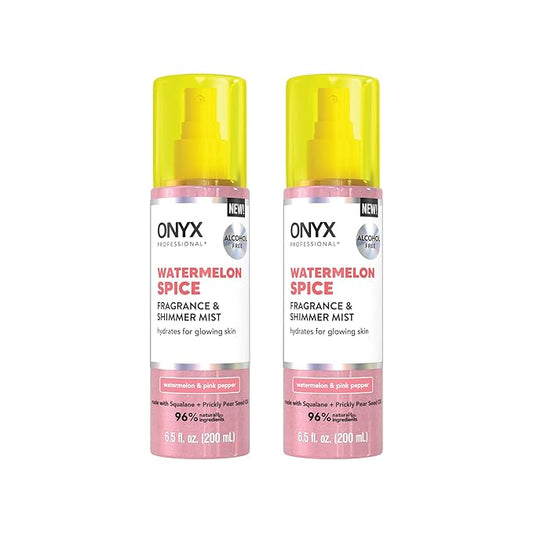 Onyx Professional Hydrating Shimmer Mist with Squalane & Prickly Pear Seed Oil, Watermelon Spice, 6.5 fl oz, 2pk - Shimmer Hair and Body Mist Creates a Radiant Glow with Lightweight Moisture