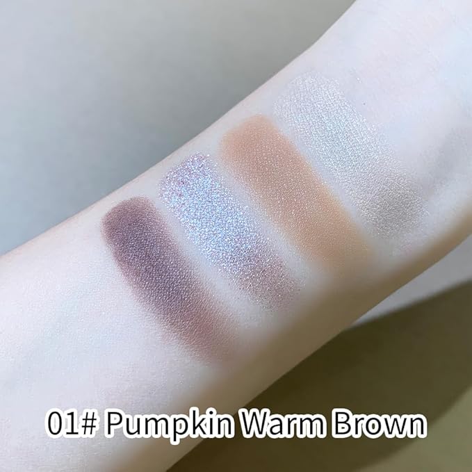 Eyeshadow Palette 4 Colors, Rose Nude Pink Brown Matte Shimmer Eyeshadow, Highly Pigmented Blendable Long-Lasting Eye Shadow, Soft Silky No Fallout Daily Natural Glam Makeup, Makeup Gift for Women-B1