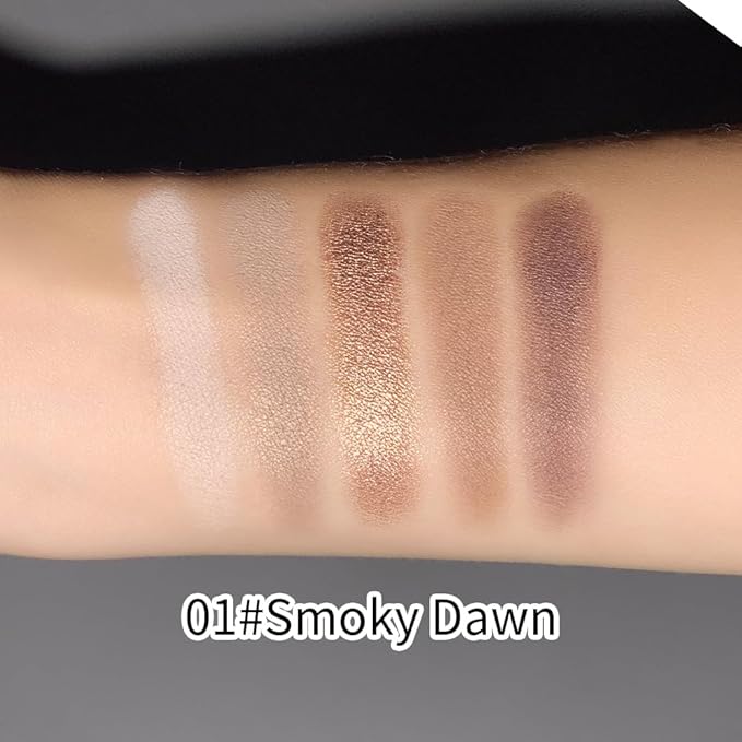5 Color Eyeshadow Palette, Matte and Shimmer Powder Makeup, Highly Pigmented Blendable Shadows, Long-Lasting Waterproof, Natural Nude Brown Pink Shades C01