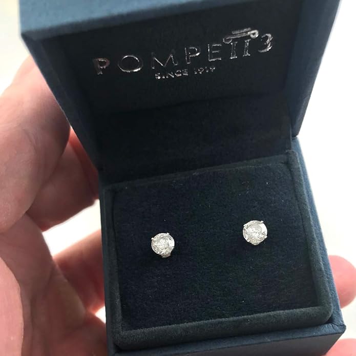 Pompeii 1 Ct TDW Round Cut 14K White or Yellow Gold Diamond Studs Earrings IGI Certified