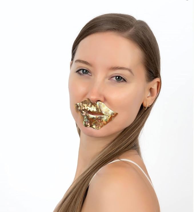 MISS SPA Lip Mask, Hydrating & Soothing Lip Mask, Gold Hydrogel Lip Treatment Mask, Moisturizing Anti-Aging Anti Wrinkle, Stay in Place, Skin Care Mask Dry Lips, 4 Pack