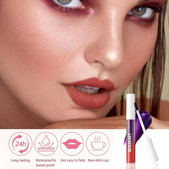 FAFAMOON Neutral Nude Brown Peel Off Lip Stain Tints with Tweezer, Matte Liquid Lipstick Lip Stain Long Lasting Waterproof for Women, Non-stick Cup Lipstick Peel Off High Pigmented Smudge-proof, 04#