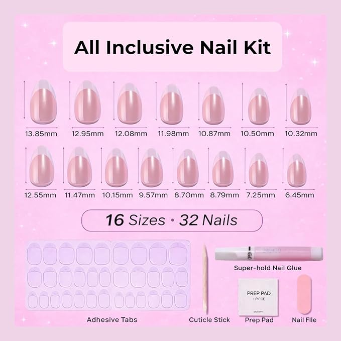 RPNZL Press On Nails - Scarlett | Opaque Bright Red Short Squoval Fake Nails, Salon Quality | 32 Nails, 16 Sizes Kit with Glue and Adhesive Tabs I Female Founded - Beauty, Self Care