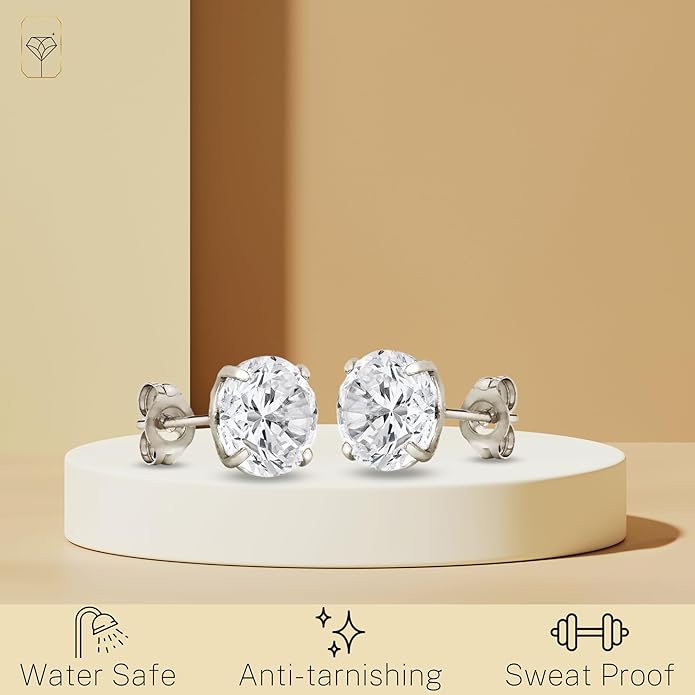 6 Carat Cubic Zirconia Large Round Stud Earrings for Women MAX + STONE