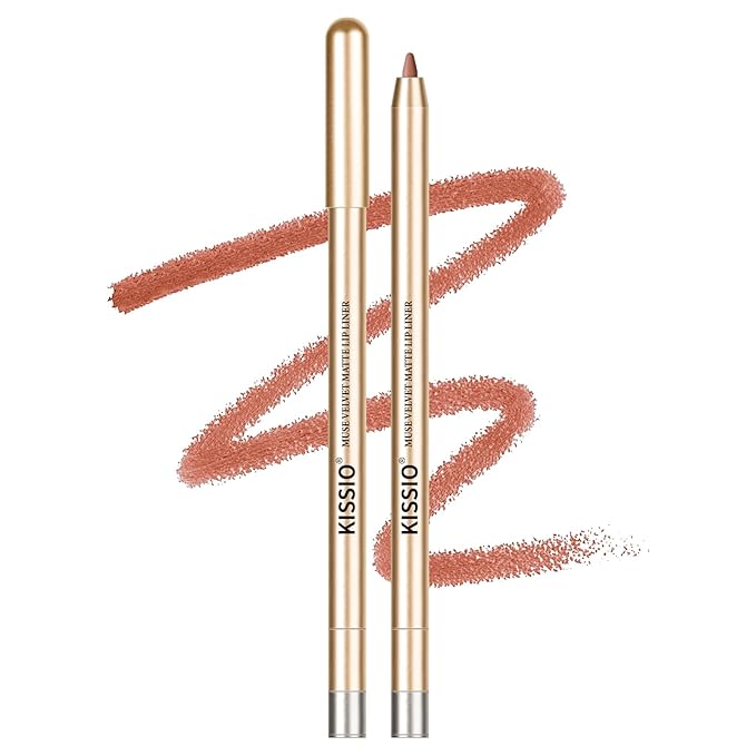 KISSIO Lip Liner,Creamy Lip Pencil,Long Lasting Lip Liner with Sharpener,Matte Finish,Smooth and Soft,Non-Dry,Easy to Use,Cruelty free,Untamable