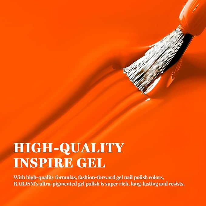 RARJSM Neon Orange Gel Nail Polish 1PCS 15ML Long Lasting Opaque Bright Fluorescent Orange Milky Creamy Gelpolish Soak off U V Curing Required Nail Art French Manicure Salon DIY at Home