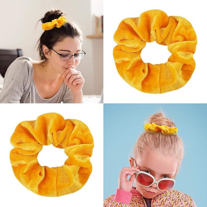 Didder 20 Pcs Hair Scrunchies Solid color Soft Scrunchies Hair Ties Yellow Velvet Scrunchy Elastics Bobbles Ropes Scrunchie Hair Bands for Women Girls