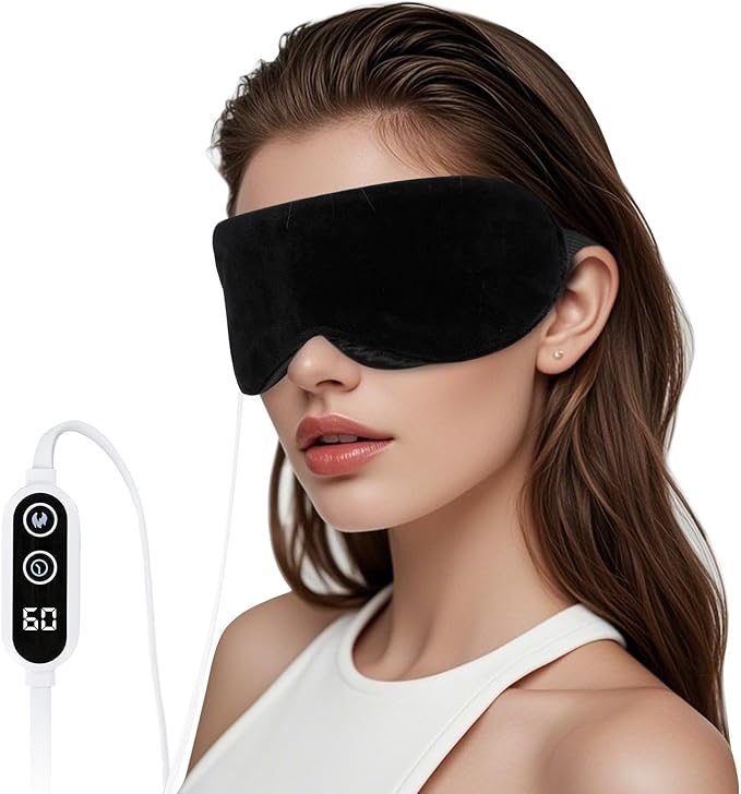Aurya Heated Eye Mask for Dry Eyes, Warm Eye Compress Mask with Temp & Timer Setting, Eye Heating Pad for Blepharitis, MGD, Migraine, Stye, Chalazion Alleviation, Medium (8.85×3.35 in)