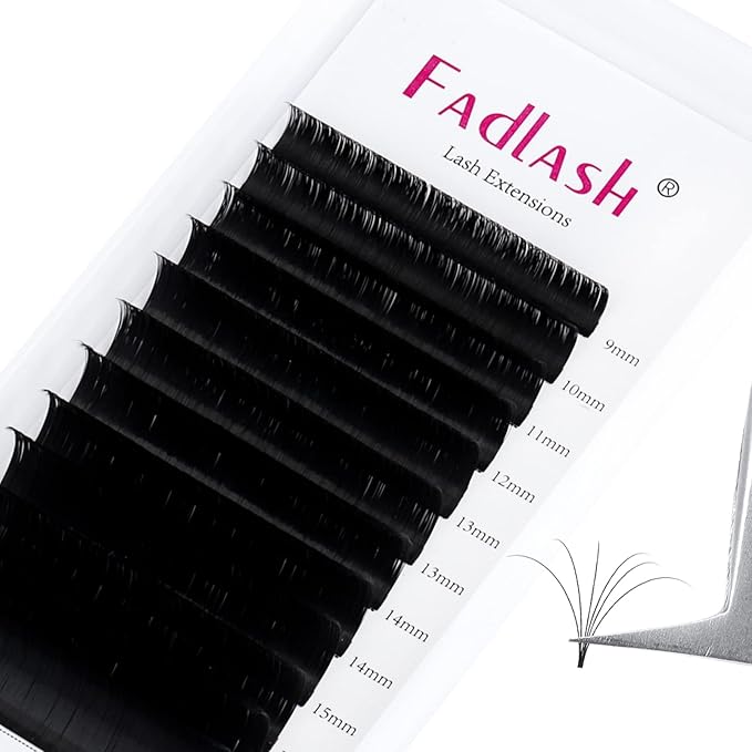 Easy Fan Lash Extensions 9-17mm Mixed Tray Self Fanning Volume Eyelash Extensions .03 .05 .07 .10 Rapid Blooming Lash Extension (0.07-C, 9-17mm Mix)