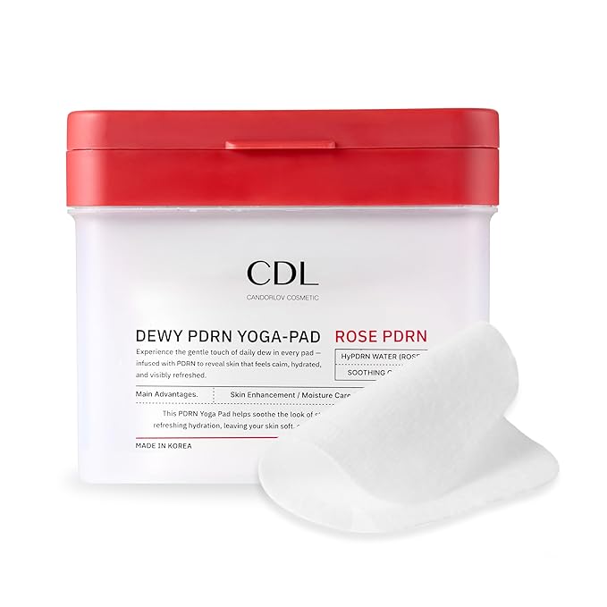 CDL Dewy Rose PDRN Toner Pads - Stretchy Facial Yoga Pad Hydrating, Firming & Soothing for Daily Care, Hyaluronic Acid PHA Glutathione Korean Skin Care, 60 Pads