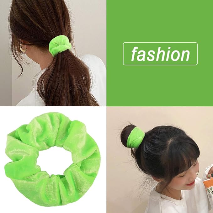 Didder 20 Pcs Hair Scrunchies Solid color Soft Scrunchies Hair Ties Green Velvet Scrunchy Elastics Bobbles Ropes Scrunchie Hair Bands for Women Girls