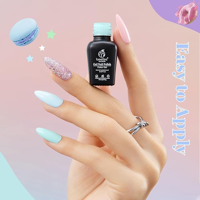 Beetles Pink Gel Nail Polish Set, 20 Color Macaron Colors Bright Pink Green Pastel Nail Polish Kit with Base Gel Glossy & Matte Top Coat Soak off Uv Nail Art Valentines Gifts for Women