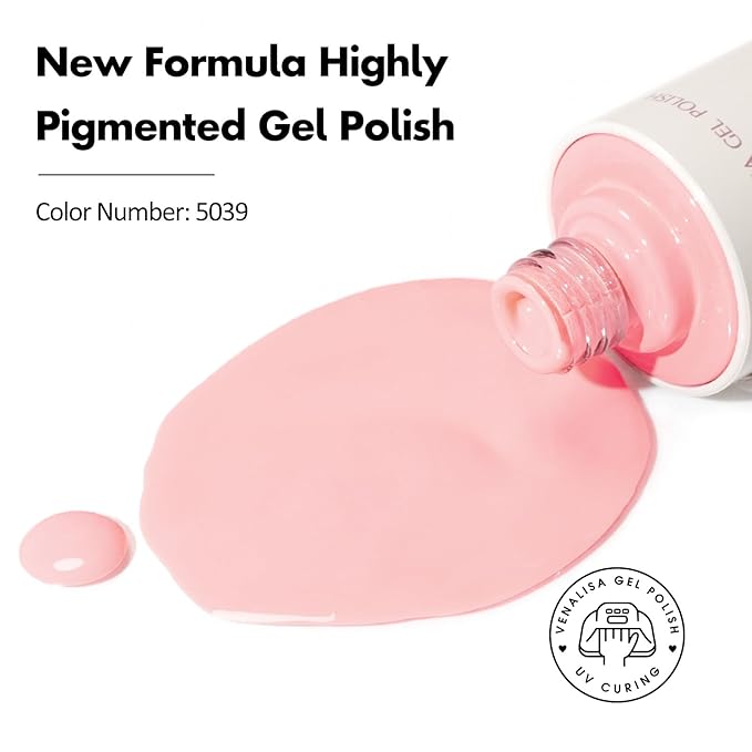 VENALISA Baby Pink Gel Nail Polish, 1 Pcs Light Pink Gel Polish Pastel Soft Color High Gloss Soak Off U V Nail Manicure Salon and DIY at Home Gifts for Women