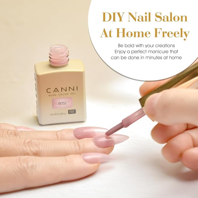 CANNI Jelly Nude Pink Gel Nail Polish, 1Pcs Sheer Clear Pink Gel Polish Translucent Milky Color High Gloss Soak Off U V Nail Manicure Salon DIY