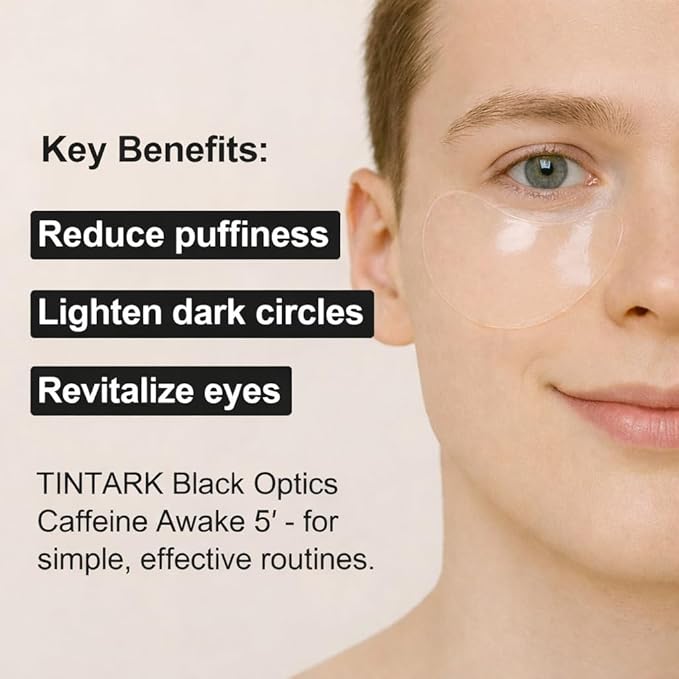 Black Optics Hydrogel Eye Patches 28 Pairs, 5-Min Revitalizing Eye Masks with Caffeine Peptides Black Truffle, Reduce Puffy Eyes Dark Circles & Wrinkles, Luxury Spa Gifts for Men & Women