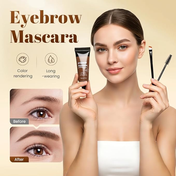 Three Dimensional Eyebrow Dye Cream,Long-lasting Waterproof Smudge-proof Liquid Eyebrow Gel,Thickening Brow Mascara Professional Brow Color Kit (#01)