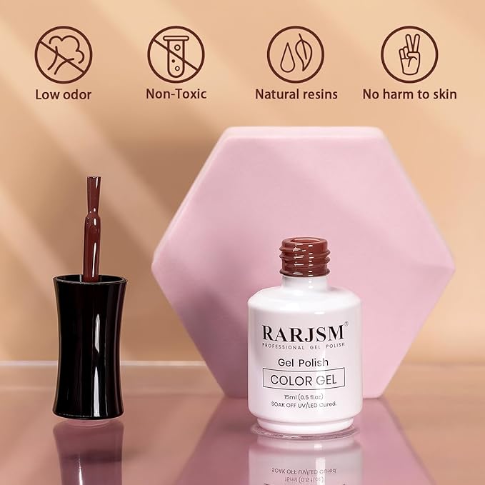 RARJSM Burgundy Red Gel Nail Polish Milky Dark Red GelPolish 15ml 1 Piece Neutral Classic Color Soak Off UV LED Cured Nail Gel Polish for Fall Winter Nail Art Manicure Salon DIY Home