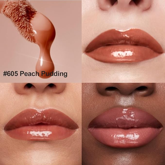 Mirror Shine Lip Gloss,High Pigment Plumping Lip Tint, Long-Lasting Waterproof Lip Lacquer, Hydrating Non-Sticky Gloss for Brightening Lips with No White Film, Gift for Women Holiday Makeup，605#