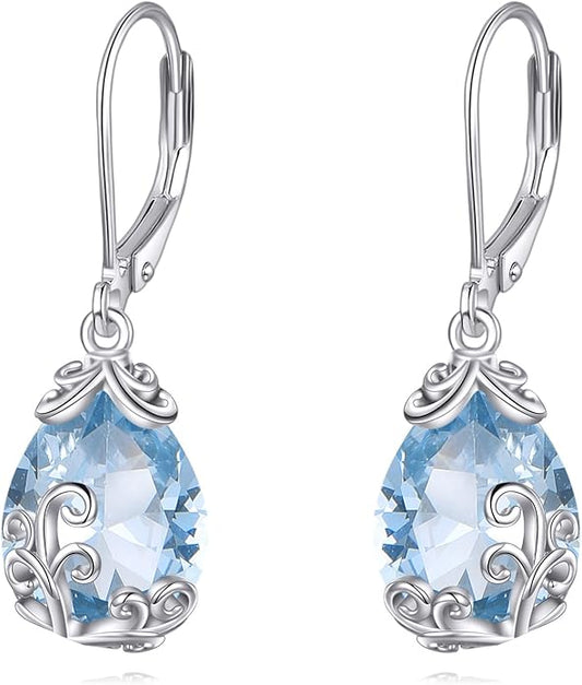 POPLYKE Celtic Filigree Teardrop Drop Dangle Earrings Sterling Silver Leverback Earrings Jewelry for Women