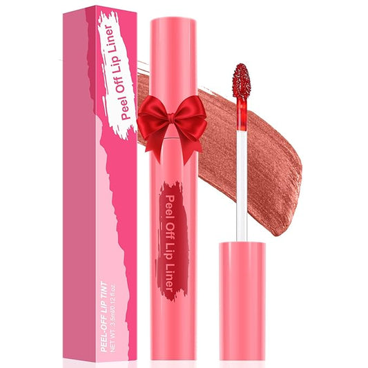 Lip Stain Peel Off - Long Wear Tattoo Lip Liner, Waterproof & Transfer-proof Peel Off Lip Stain with Matte Finish, Lip Tint For All Skin Types (Coral Red, 1 Count(Pack of 1))