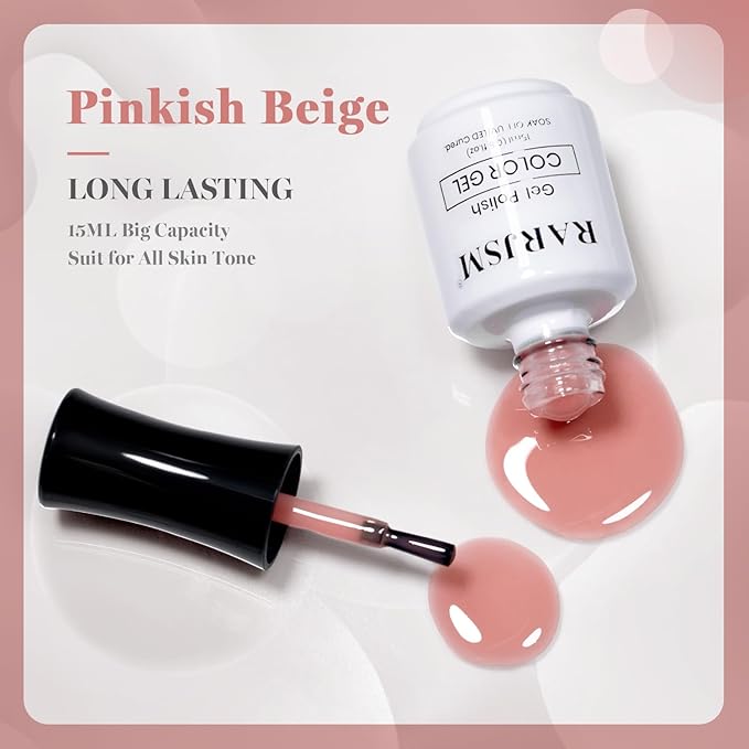 RARJSM Nude Pinkish Beige Gel Nail Polish Neutral Skin Tone Sheer Jelly Gelpolish 1PC 15ml Single Bottle Creamy Transparent Natural Nudegel Polish Soak off Cured for Home Salon French Manicure