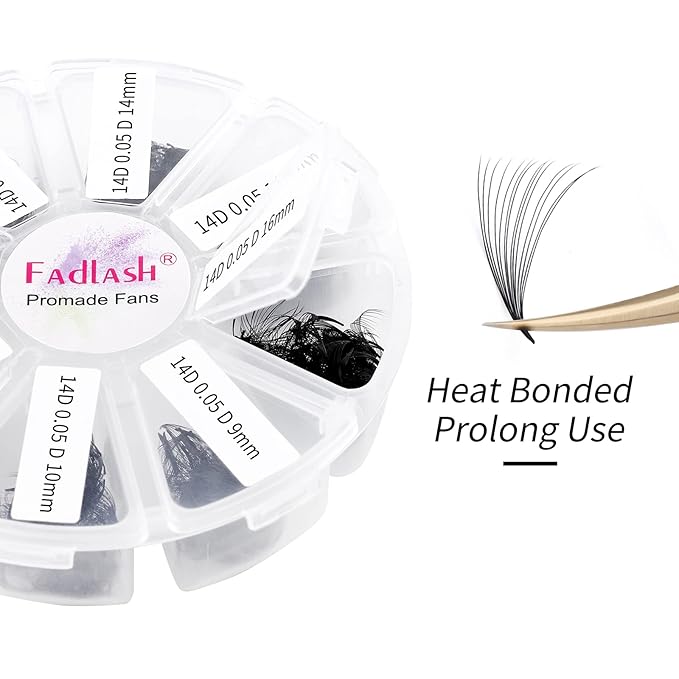 Lash Extension 1000pcs Mixed Premade Fans Eyelash Extensions D Curl Promades Eyelash Volume Lash Extensions Loose Fans Pre Made Volume Lashes Pointed Base (14D-0.05D, 9-16mm)