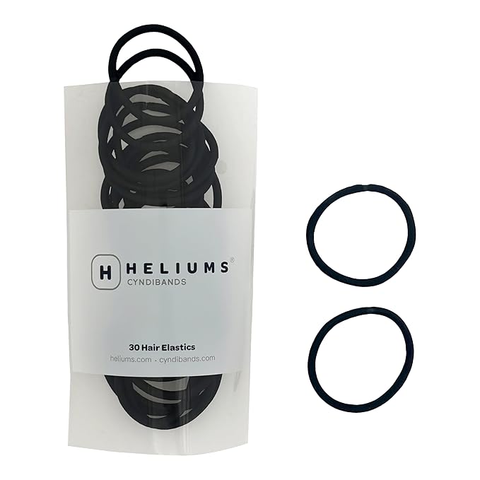 Cyndibands Elastic Hair Ties - Black - 30 Count, 4mm x 1.75 Inch Diameter Ponytail Holders