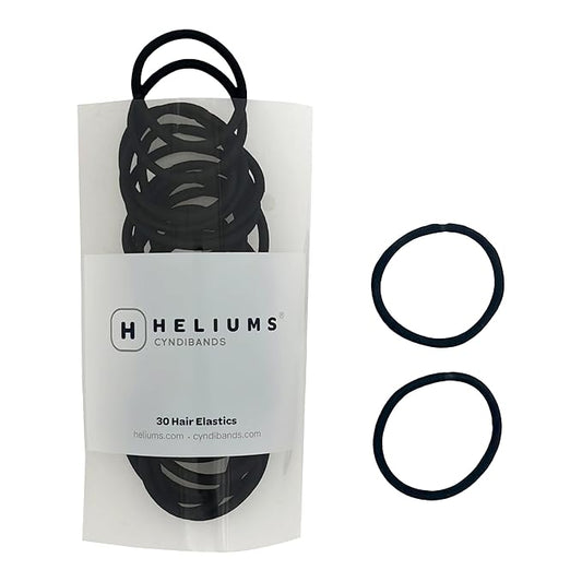 Cyndibands Elastic Hair Ties - Black - 30 Count, 4mm x 1.75 Inch Diameter Ponytail Holders