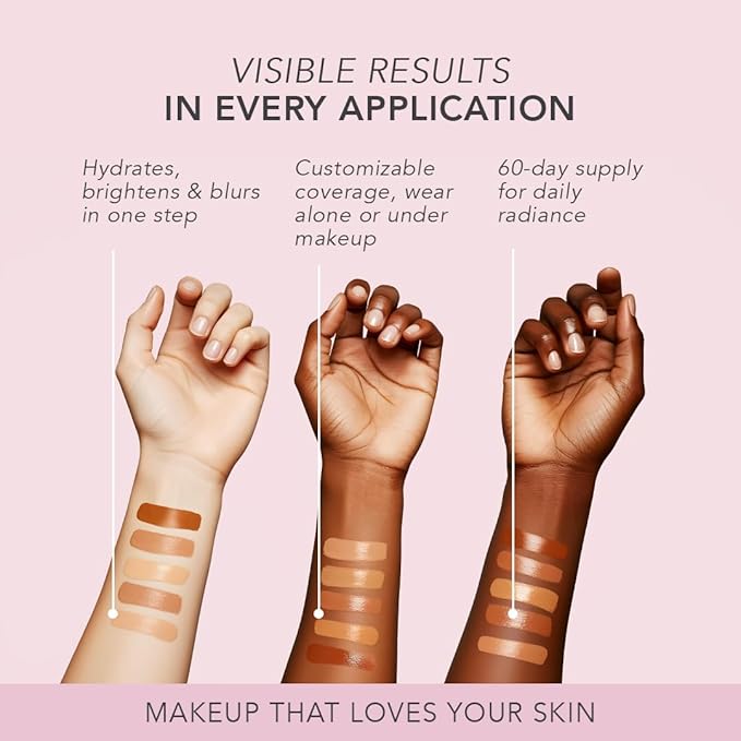 Doll 10 TCE Liquid Filter – CC Cream - Liquid Foundation - Lightweight Tinted Moisturizer & Skin Tint - Blurs Pores & Fine Lines - Vegan - Clean Makeup - [Light/Medium] - 30 Day Supply