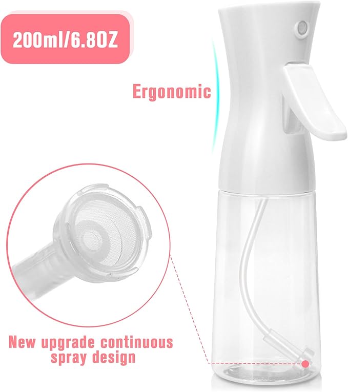 Apidgrowth Continuous Spray Bottle,Hair Spray Bottle,Plants Water Spray Mist Bottle,Ultra-Fine Spray Bottle for Hair,Skincare, Plant Care, Pet Grooming, Cleaning(White)