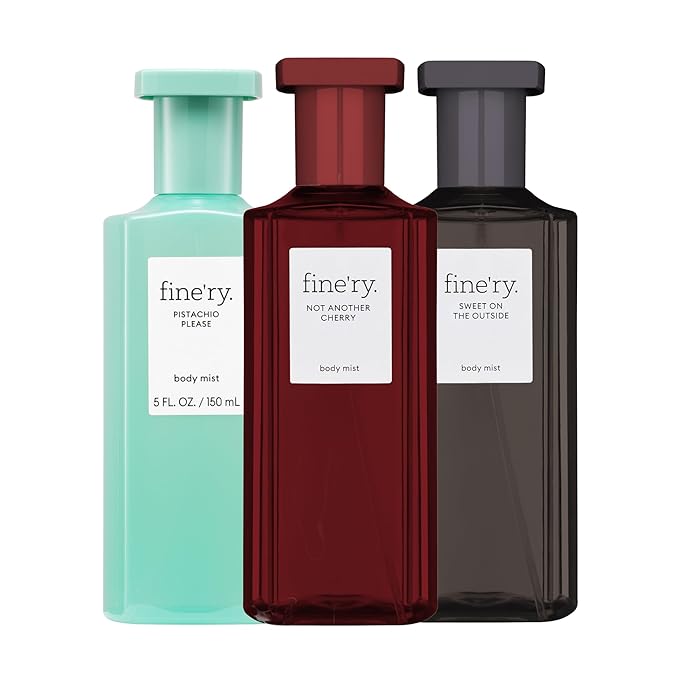 Fine’ry Mist & Match Body Mist Trio Gift Set | Not Another Cherry, Pistachio Please, Sweet On the Outside | Sweet & Fruity Hair & Body Spray Fragrances for Women | Vegan & Cruelty-Free (5 oz each)
