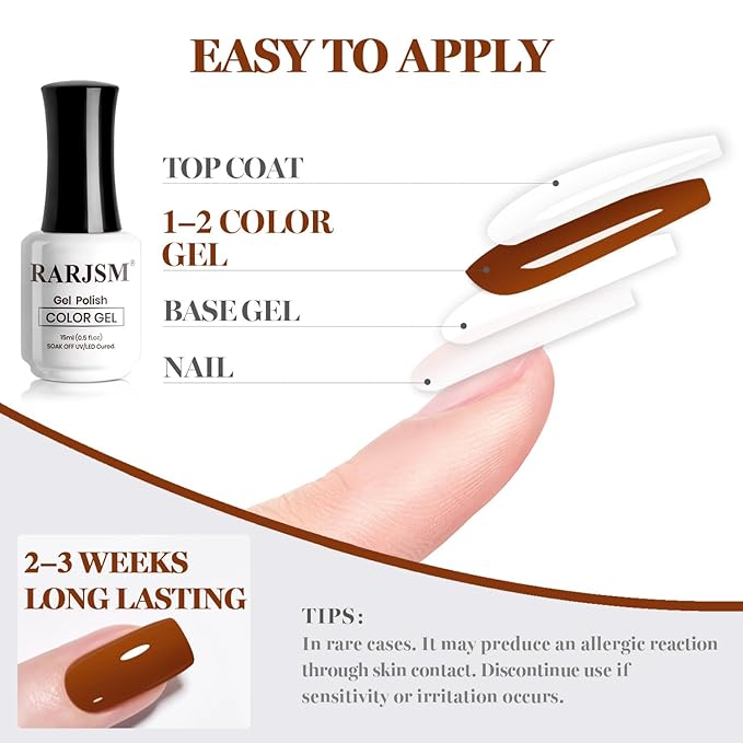 RARJSM Autumnal Orange Gel Nail Polish Creamy Amber Orange Gelpolish 15ML 1Pc Soak off Curing Required Nail Art French Manicure Salon DIY at Home Fall Winter