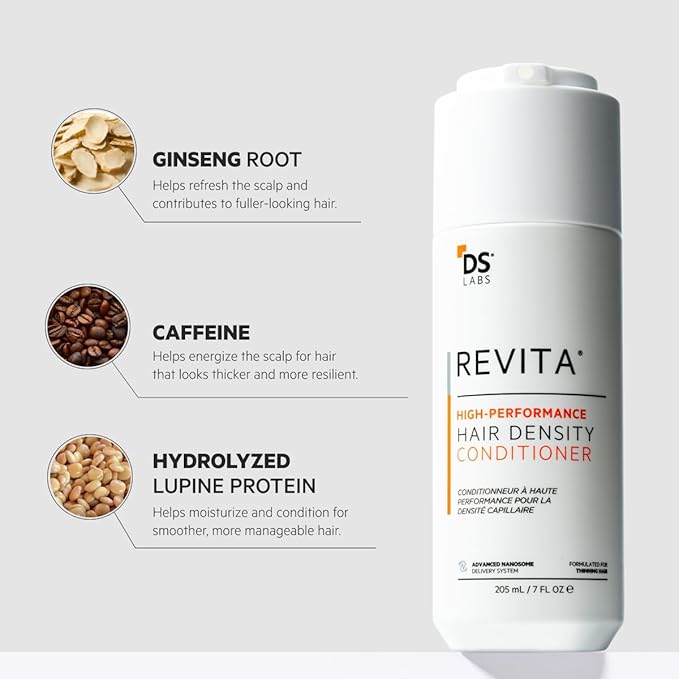 DS Labs Revita Conditioner, 205 mL – Scalp Refreshing Hydration for Fuller Looking, Weightless Hydration, Caffeine, Turmeric, Sulfate & Silicone Free, Color Safe, For Men & Women | High-Performance, Strengthening, Thickening, Volumizing, Fuller