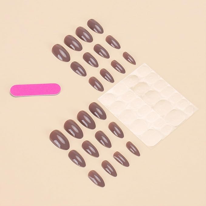JONKASIPA Press On Nlmond Nails Unique Jam-Purple Fake Nails, French Tip Nails Designed for Women, Nail Art Sets for Everyday Wear 24 Pcs