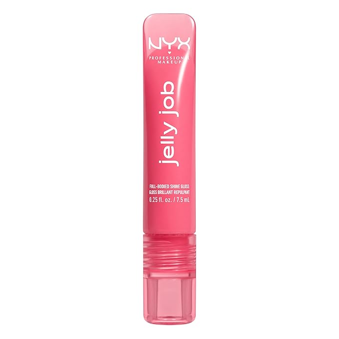 NYX PROFESSIONAL MAKEUP Jelly Job Lip Gloss, Lip Tint Gloss with Full-Bodied, Smoothing, and Hyper-Glossy Shine - Jelly Blushin' (Pale Pink)