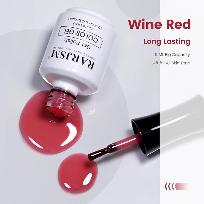 RARJSM Nude Gel Nail Polish Sheer Wine Red Neutral Skin Tone Color Ice Jelly Burgundy Red Gel Polish Translucent Nail GelPolish Soak off UV LED Cured for Home Salon DIY Manicure 15ml Single Bottle