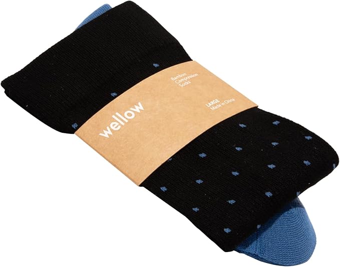 Wellow Wide Calf Compression Socks, Knee High Support, Fit for Men & Women, 18-25 mmHg, Made with Viscose from Bamboo