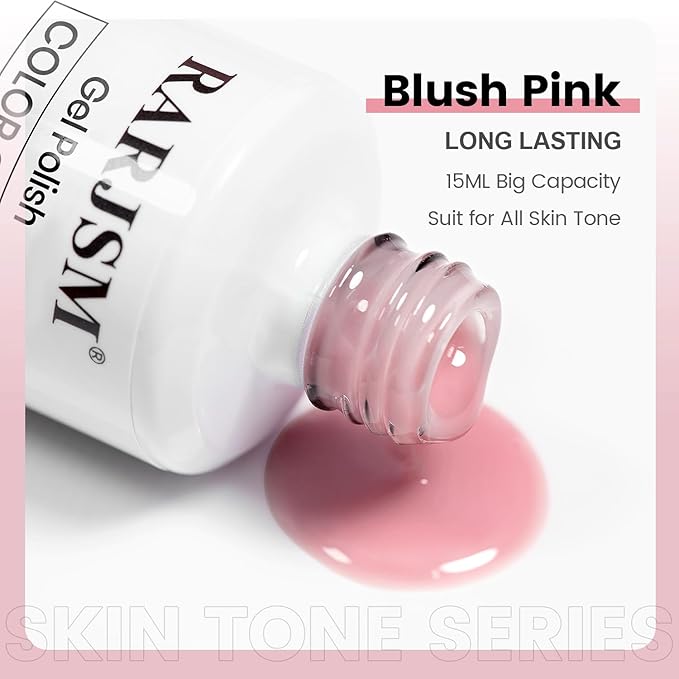 RARJSM Nude Gel Nail Polish Jelly Blush Pink Neutral Skin Tone Sheer Milky Creamy Glass Nudegel 1PC 15ml Single Bottle Transparent French Manicure Soak off UV LED Cured for Home Salon DIY