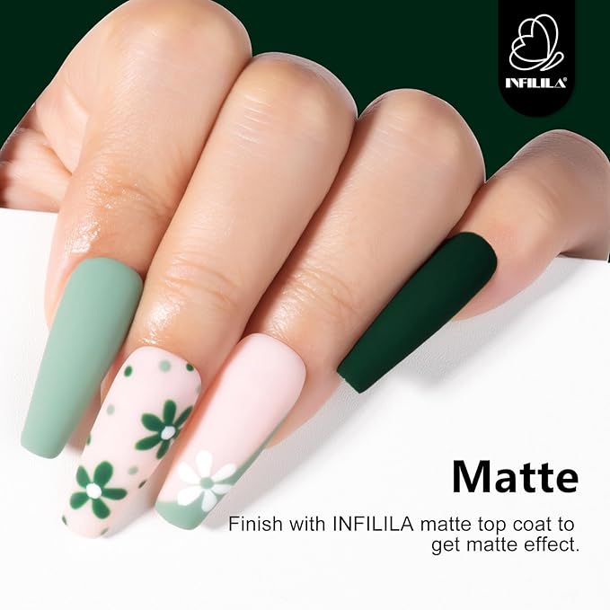 NXJ INFILILA Green Gel Nail Polish, 15ml 0.51oz One-Stroke Coloring Dark Green Gel Nail Polish, Hema Free Forest Color Soak Off UV LED Manicure DIY for Women Girls SQ067
