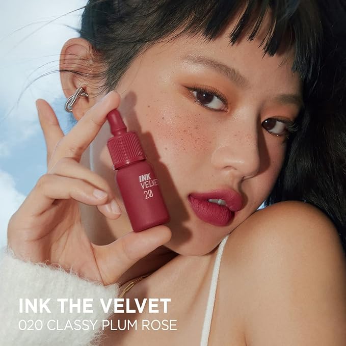 Peripera Ink the Velvet Lip Tint - High Pigment Color, Longwear, Weightless, Gluten-Free, Paraben-Free (020 CLASSY PLUM ROSE)
