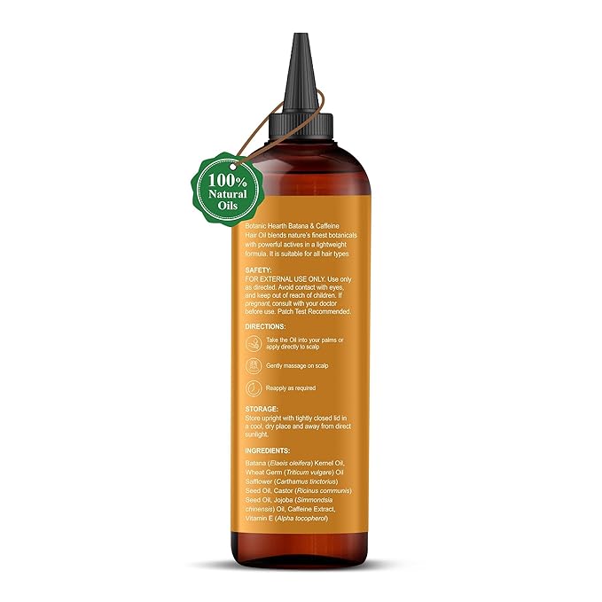 Botanic Hearth Hair Oil for Hair Growth & Hair Relaxer | Strengthening Dry, Frizzy, Damaged Hair & Scalp Treatment | Batana & Caffeine Hair Oil – 6.7 Fl Oz