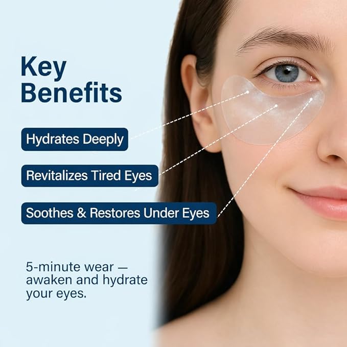 Ocean Oracle Hydrating Hydrogel Eye Patches 28 Pairs, 5-Min Soothing Eye Masks with Marine Algae & Seaweed Blend, Rejuvenating Eye Pads for Tired Eyes, Spa Relaxation Gifts for Women & Men