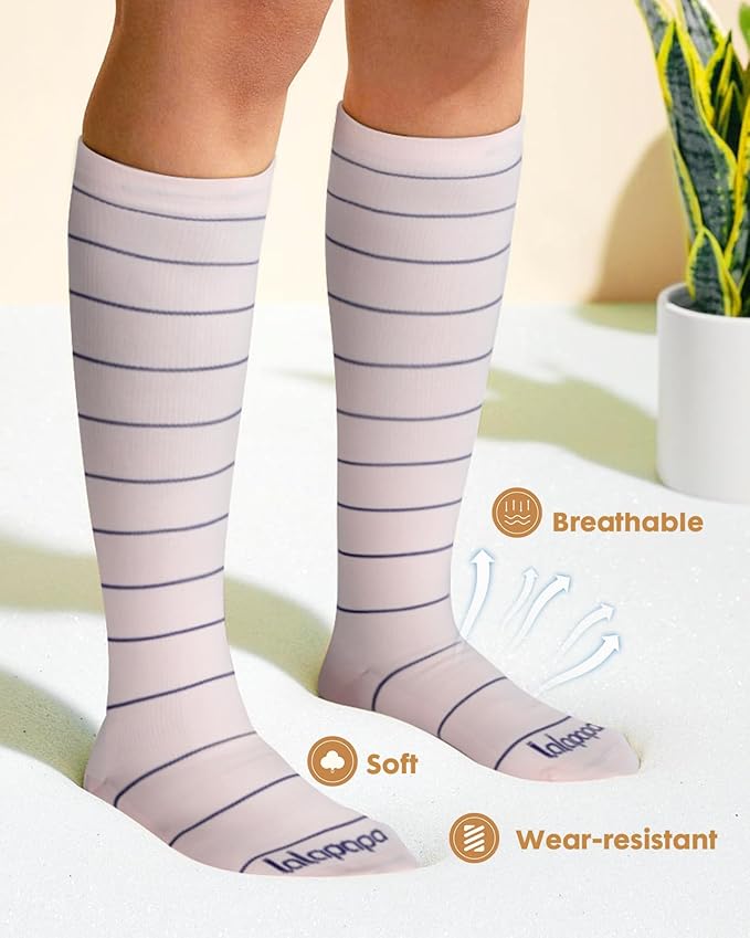 Lalapapa Cute Compression Socks for Women - 3 Pairs 20-30 mmHg Graduated Support Lightweight for Daily Wear Travel Nurse