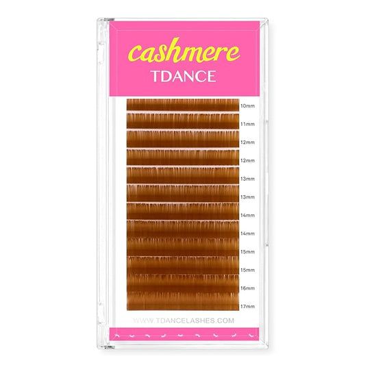 TDANCE Light Brown Lash Extensions Colored Lash Extensions Classic Lash Extension 0.07mm C/D Curl Premium Eyelash Extensions Salon Use (Light Brown,D-0.07,10-17mm)