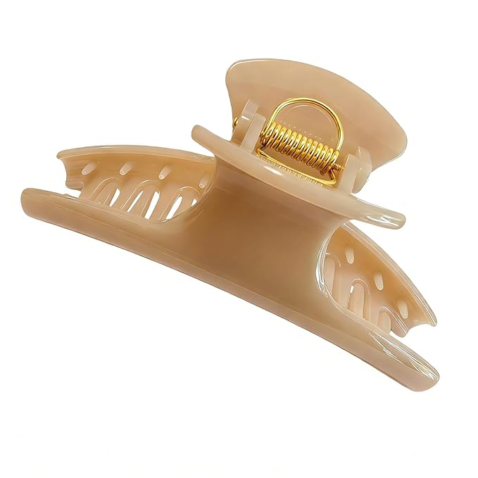 5.9 Inch Extra Large Hair Clips for Women, Glossy Big Butterfly Claw Clips for Thick Long Curly Wavy Hair, Non Slip & Strong Hold, Jumbo Lady Shower Claw Clip, Neutral Hair Claws(Beige) ﻿
