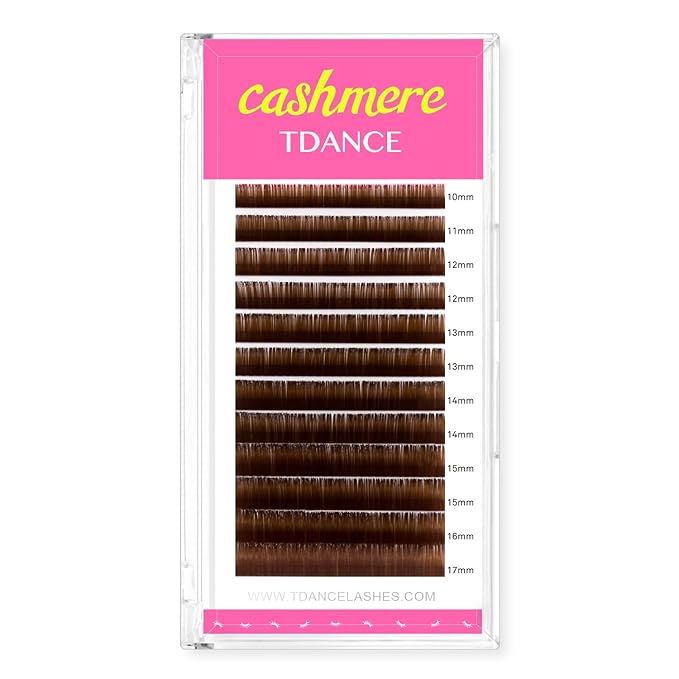 TDANCE Dark Brown Lash Extensions Colored Lash Extensions Classic Lash Extension 0.07mm C/D Curl Premium Eyelash Extensions Salon Use (Dark Brown,D-0.07,10-17mm)
