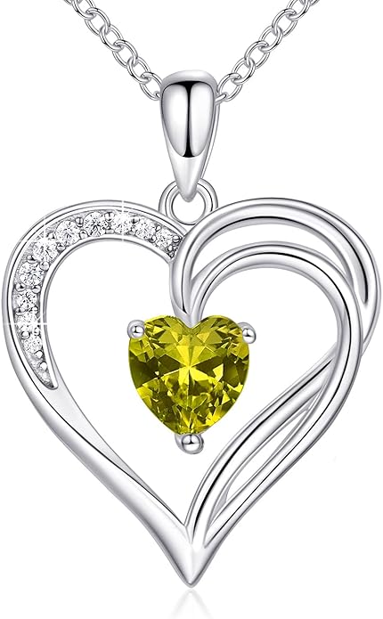 AM ANNIS MUNN 925 Sterling Silver Heart Necklace for Women Birthstone Necklace Silver Jewelry for Womens Jewelry Gifts for Women Her Mom