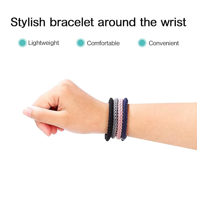 12 pcs Braided Elastic Hair Ties, No-Metal Gentle Secure Hold Ponytail Holders, No Damage or Snagging Hair Bands, Perfect for Girls and Women with Thick or Curly Hair (Black, Color 3)