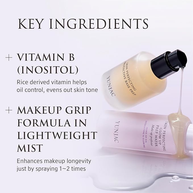 Skin Perfecting Glow Up Prep Water Makeup Fixer(1.69 fl oz) – Lightweight Fine Mist for Long-Lasting Makeup, Glow Booster, Smooth Radiant Skin Finish, Korean Skincare by YUNJAC