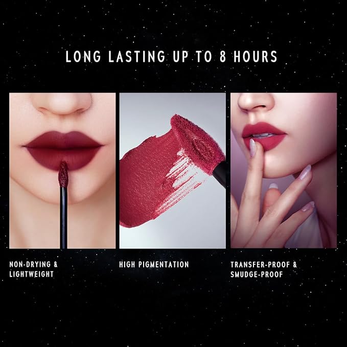 NEBULA VELVET LIP CREAM-Long Lasting Lip Stain, Waterproof and Transferproof Lip Tint, Matte Finish, Smooth Out Lip Lines, Lightweight & High Coverage, Stocking Stuffers (06 URSA)